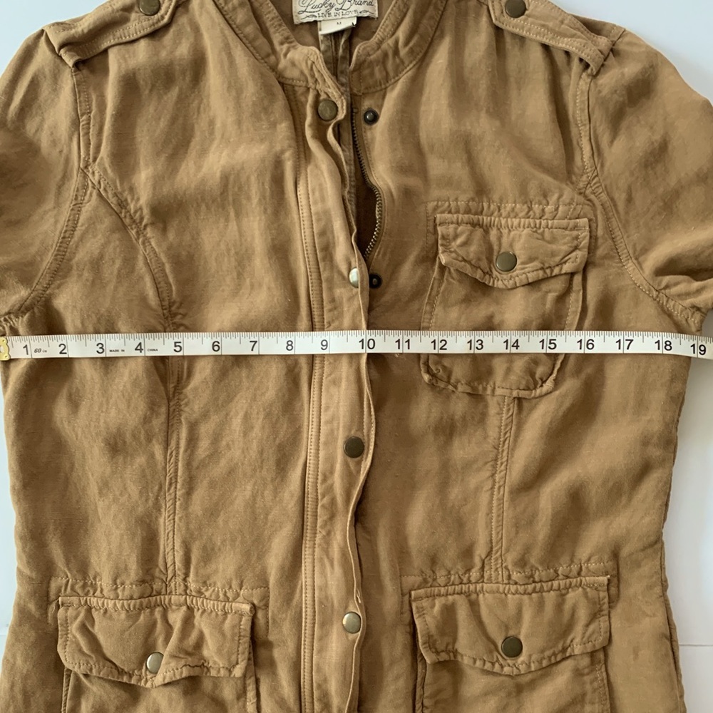 Lucky Brand Live In Love Lightweight Linen Blend Military Style Jacket Size M - Picture 7 of 12